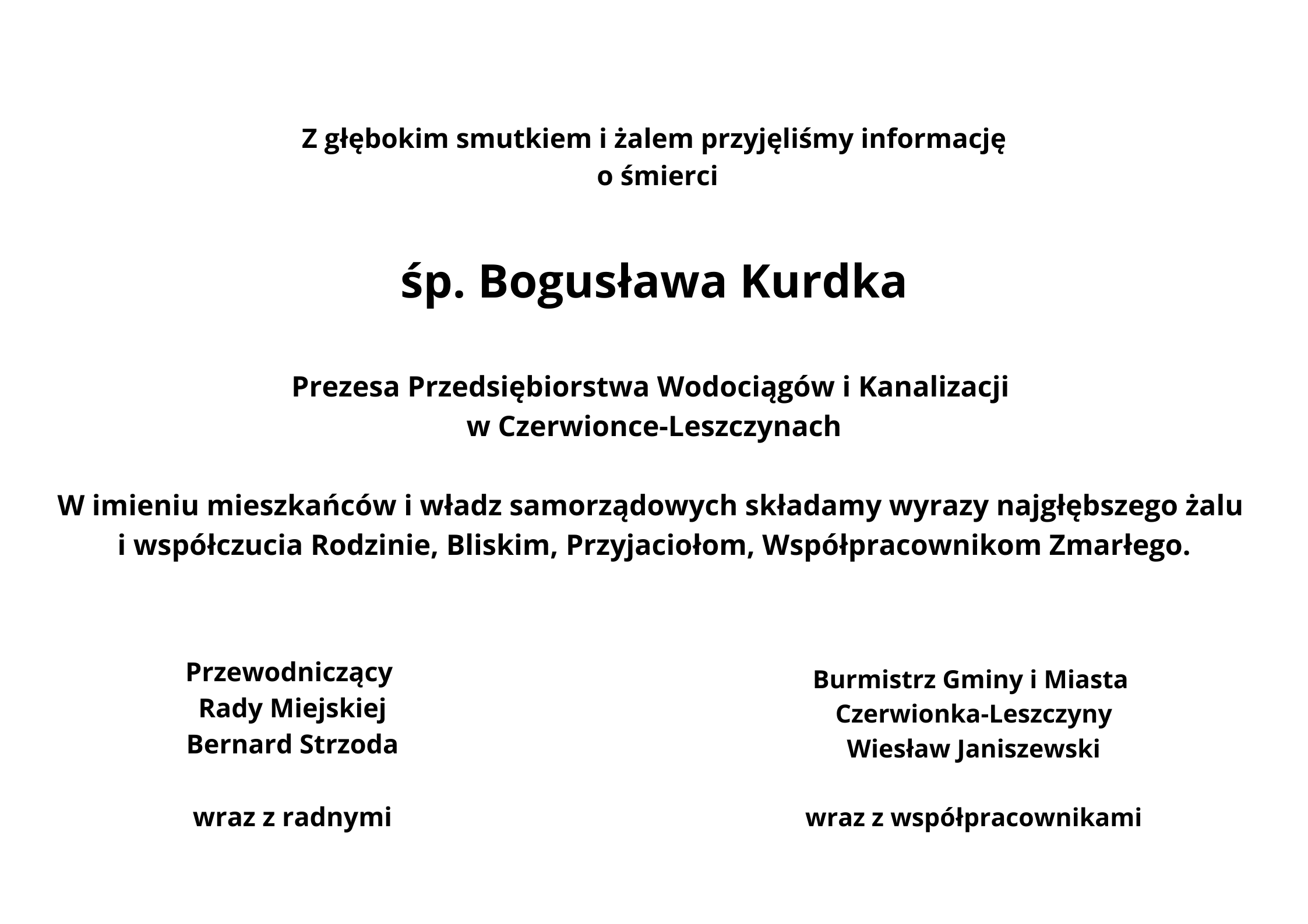 Żegnamy Bogusława Kurdka - nekrolog